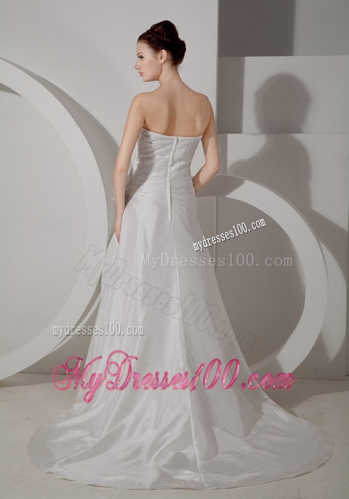 Sweetheart Brush Train Wedding Dresses with Hand Made Flowers Jacket