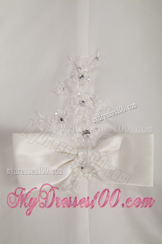 Remarkable Strapless Cathedral Train Appliques Wedding Dress