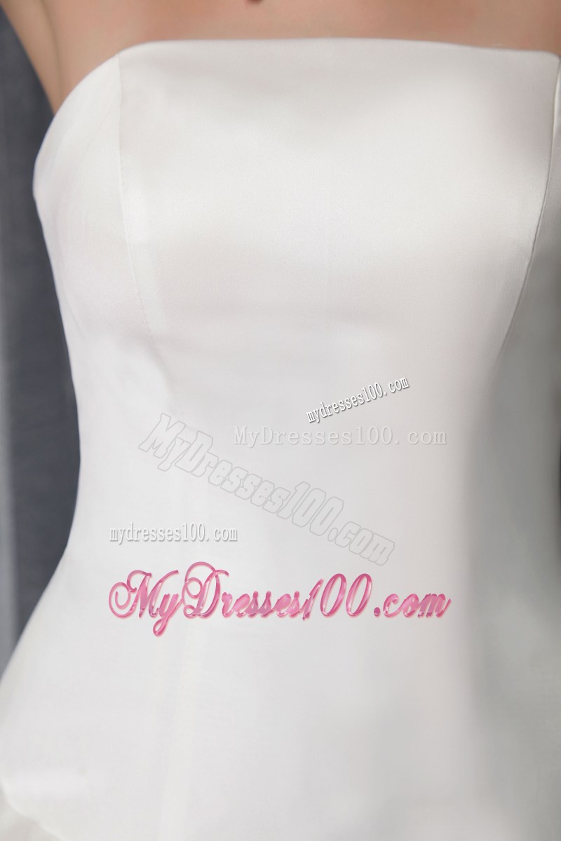 Romantic Sweetheart Strapless Sweep Train Zipper-up White Wedding Gown