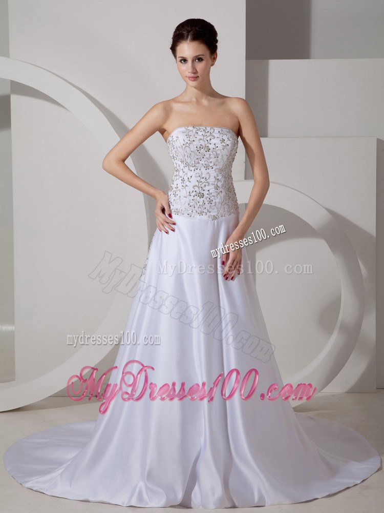 Beading Embroidery Sweep Train Wedding Dresses with 3 4 Sleeves Jacket