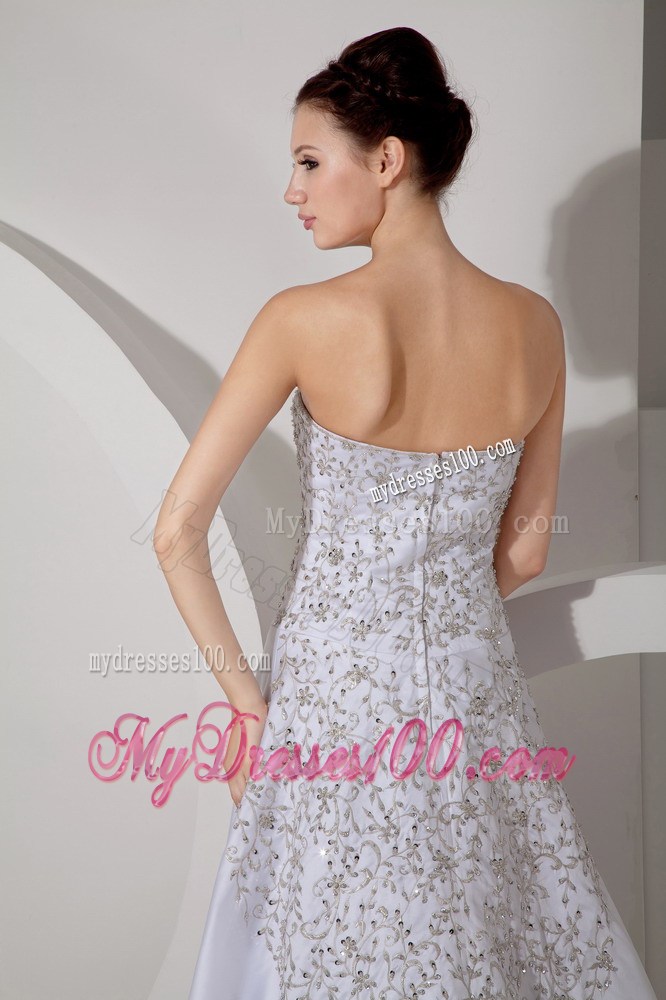 Beading Embroidery Sweep Train Wedding Dresses with 3 4 Sleeves Jacket