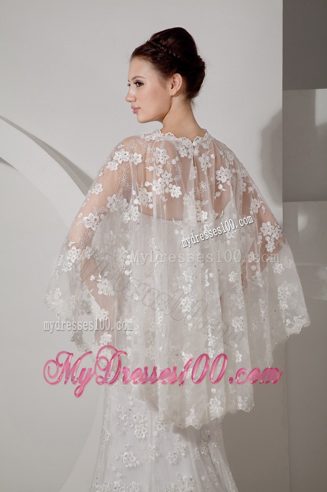 Mermaid Sweetheart Court Train Wedding Dresses with Lace Flowers Wraps