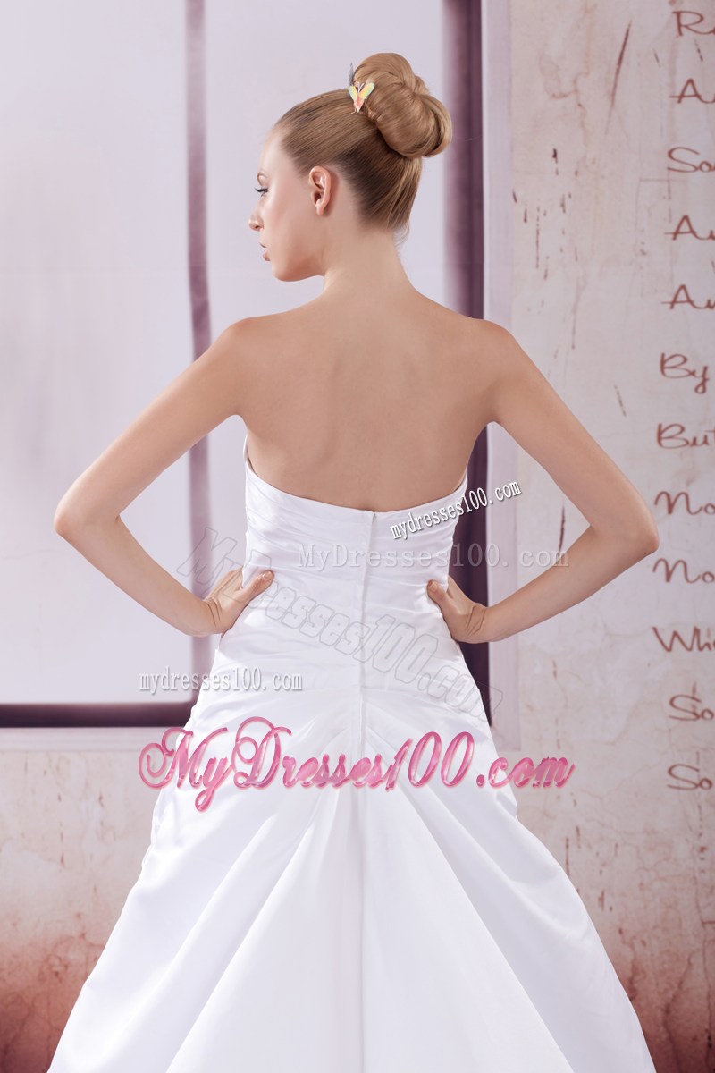 Appliques and Ruches Taffeta Wedding Dresses with Court Train 2014