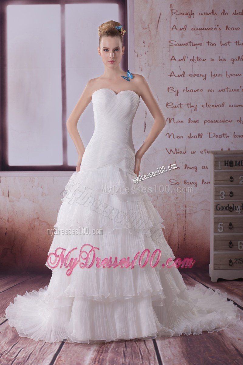 Sweetheart Strapless Mermaid Court Wedding Dress with Ruffled Layers