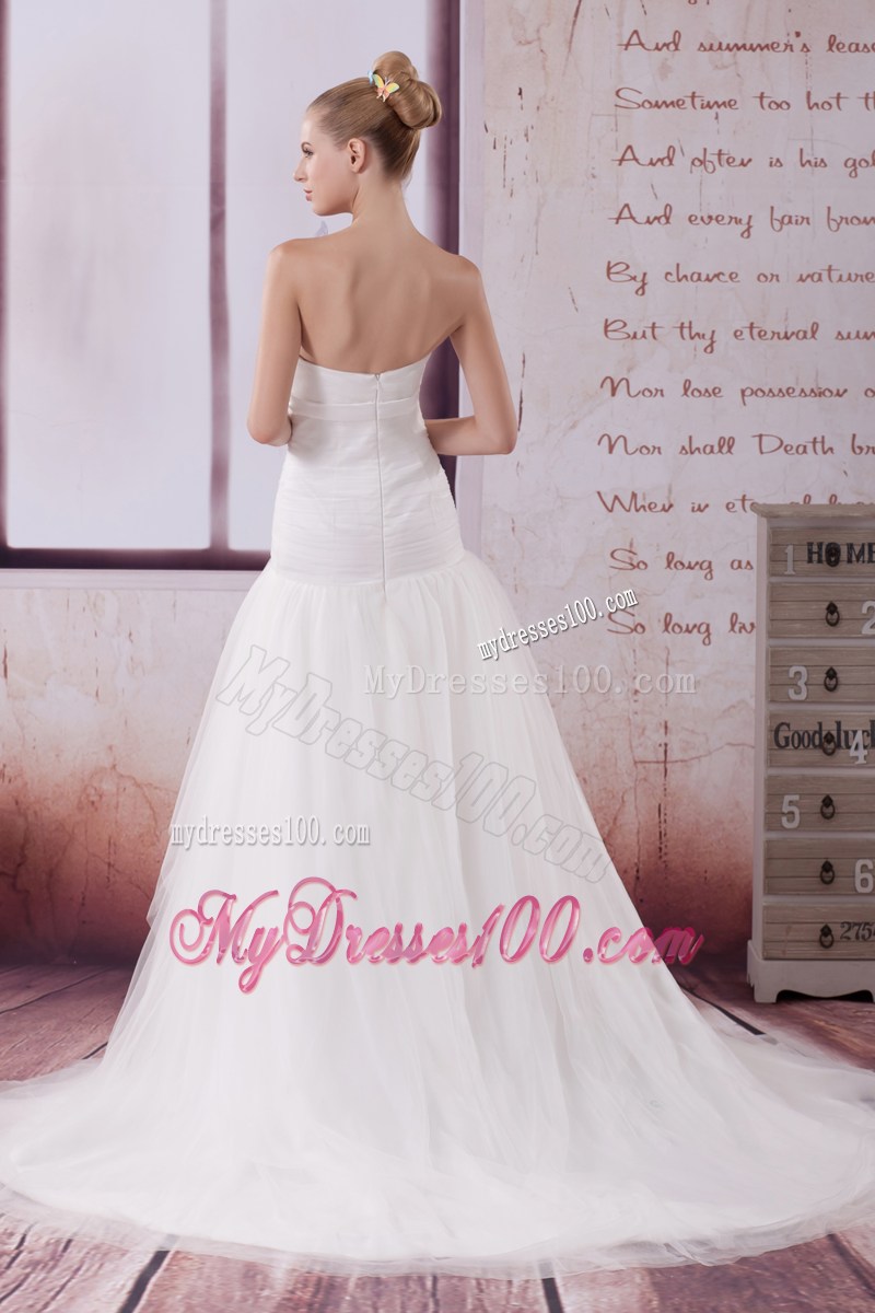 Sweetheart Strapless Mermaid Court Wedding Dress with Ruffled Layers