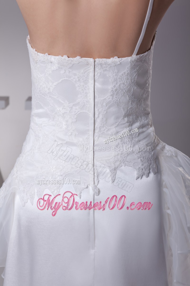 Asymmetrical Floor-length Ruffled Wedding Gown with Special Neckline