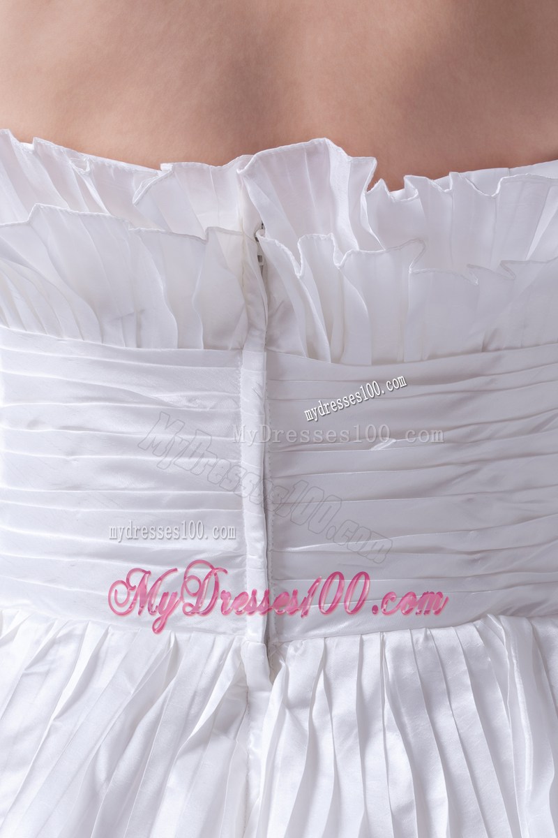 White Column Taffeta Floor-length Wedding Dresses with Ruffles