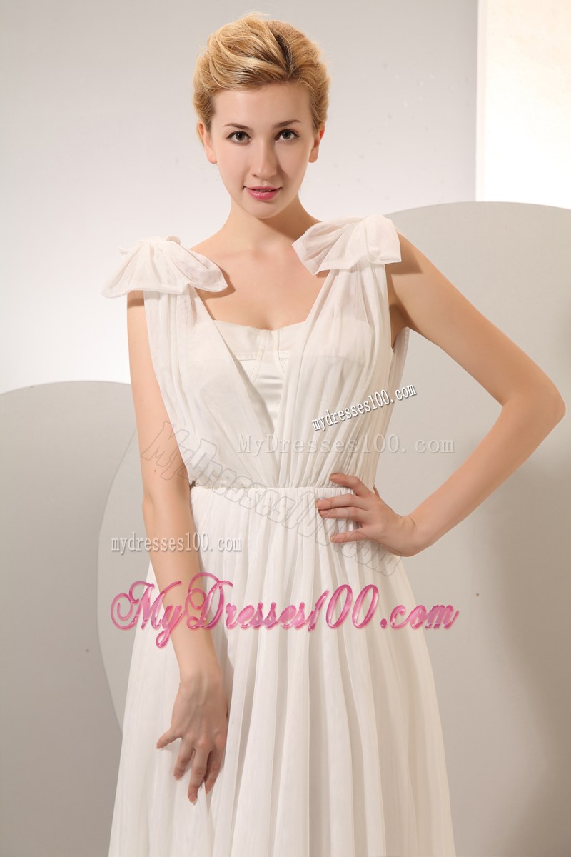 Simple Empire Straps Court Train Ruching Wedding Dress for Summer