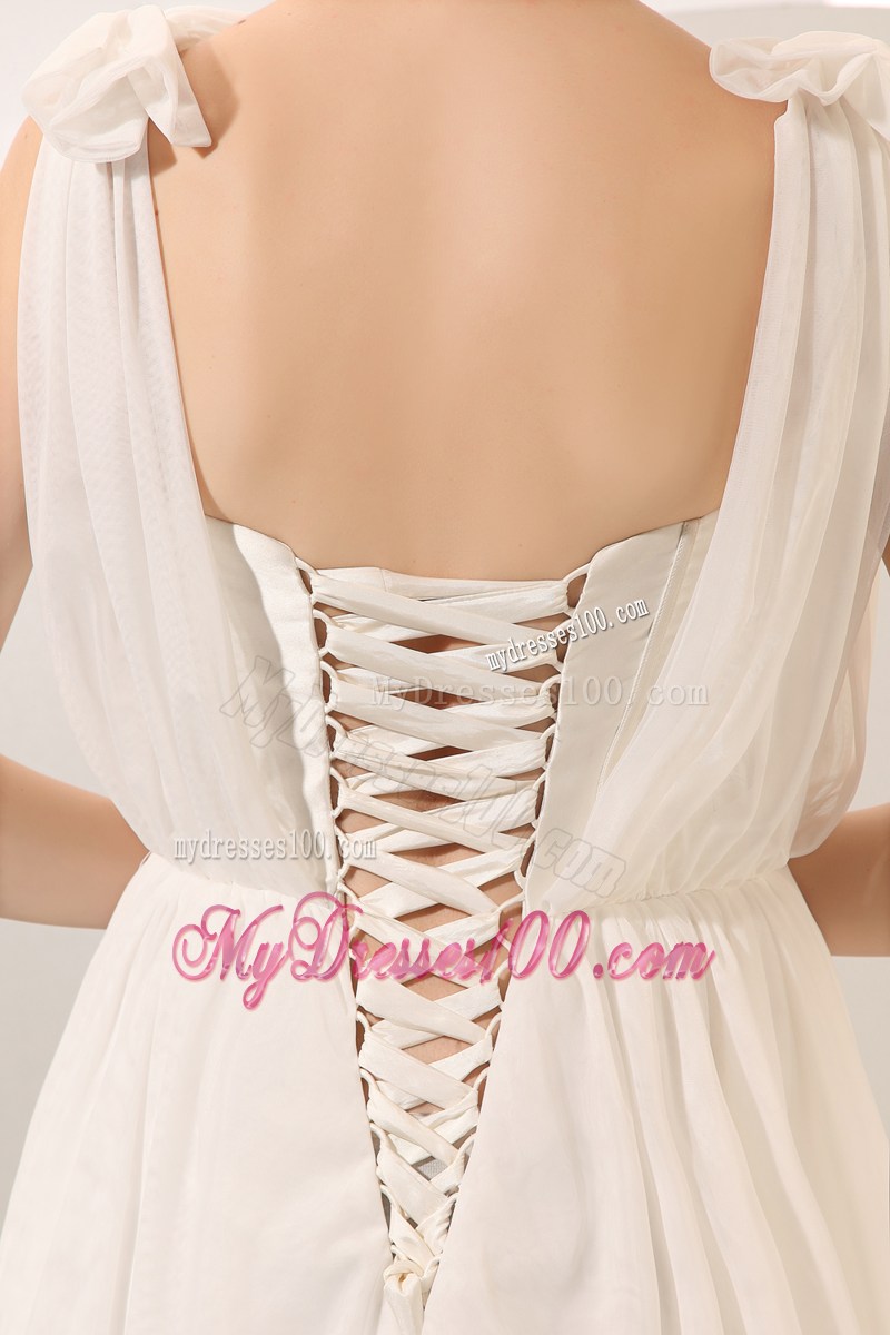 Simple Empire Straps Court Train Ruching Wedding Dress for Summer
