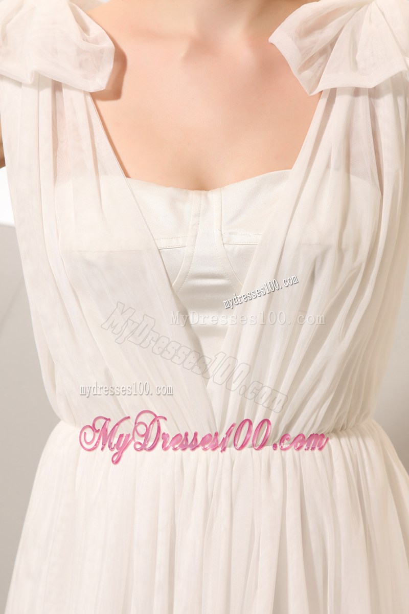 Simple Empire Straps Court Train Ruching Wedding Dress for Summer