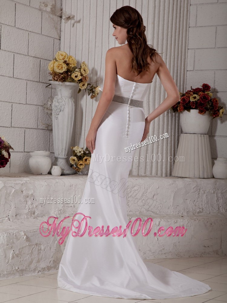 Button Down Back Halter Top Trumpet Wedding Gown with Big Bowknot