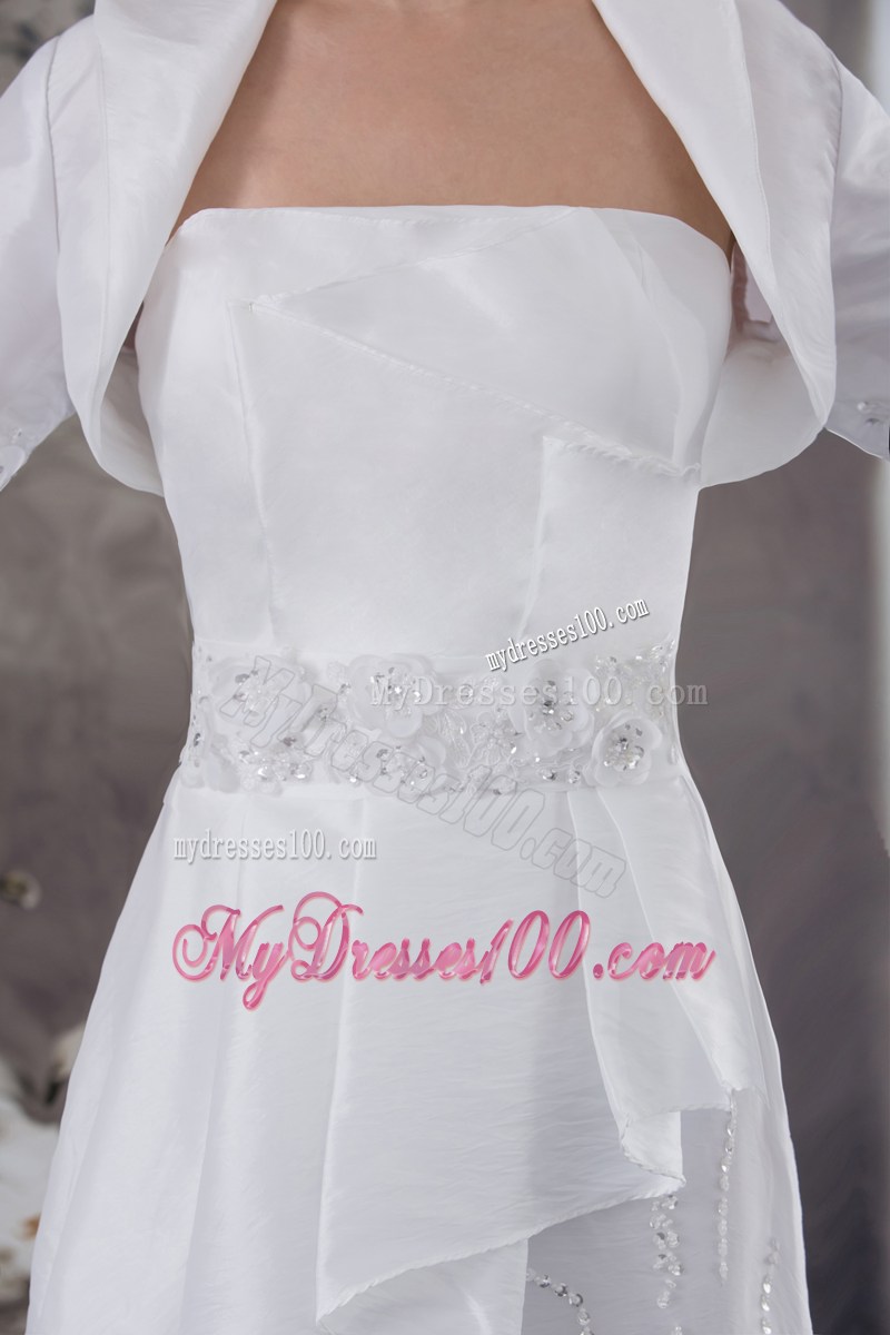 Groovy Court Train Beaded Appliques White Wedding Dress