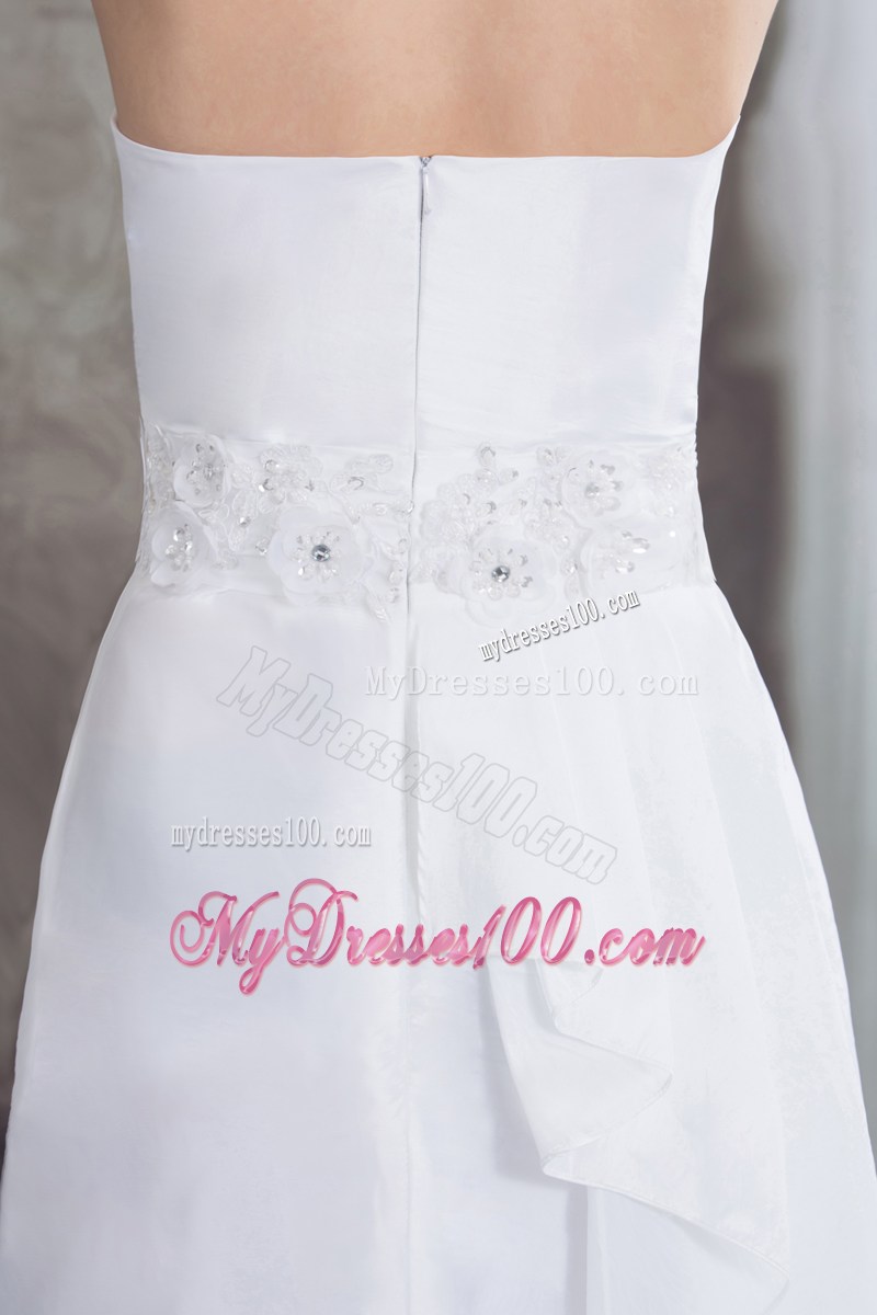 Groovy Court Train Beaded Appliques White Wedding Dress