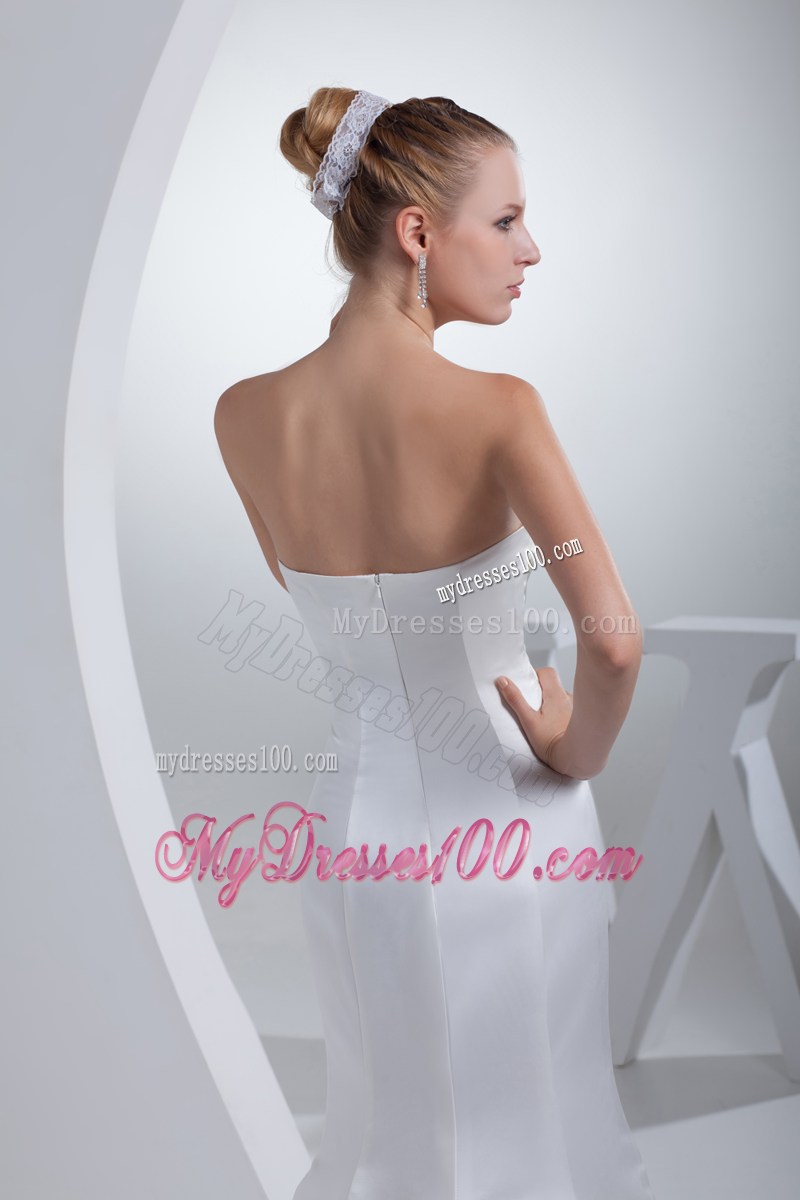 Appliques Ruche White Wedding Dress Mermaid White Wedding Dress