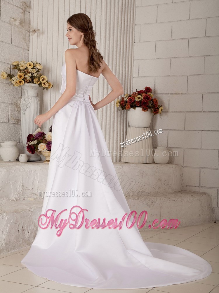 Chic Jewelry Bowknot Decorated Sweep Train Wedding Bridal Gowns