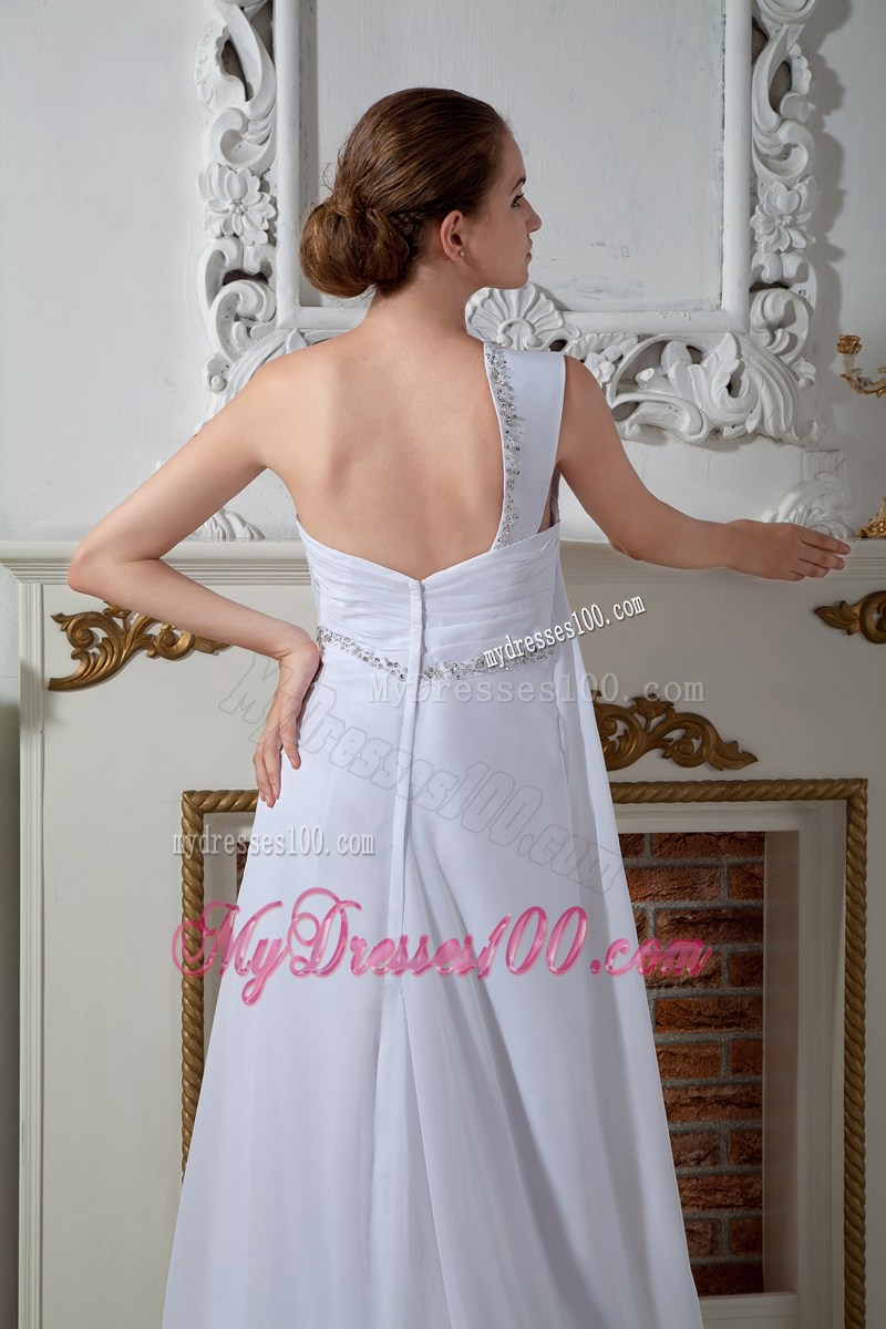 Sweet Empire Court Train Beading Bridal Dress with Single Strap