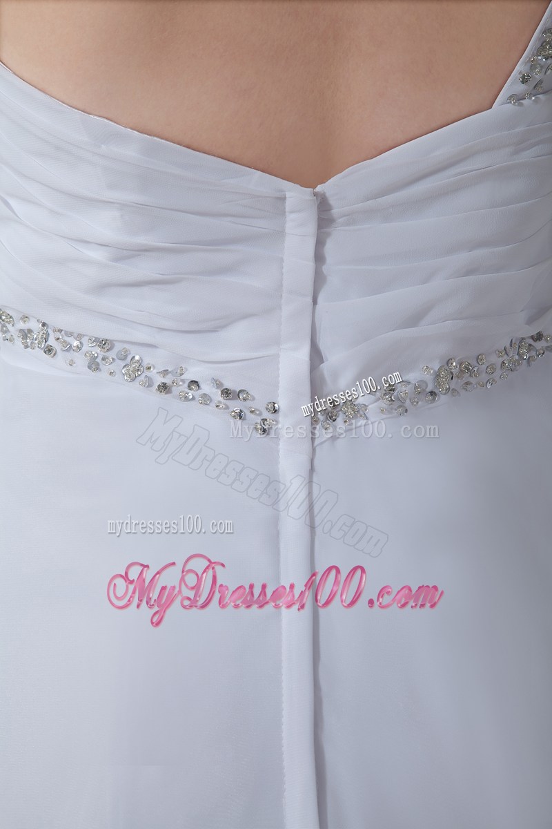 Sweet Empire Court Train Beading Bridal Dress with Single Strap