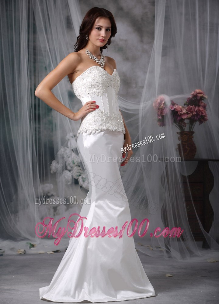 Unique Beaded and Appliqued Bodice Full Length Trumpet Bridal Gowns