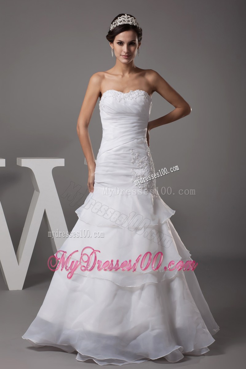 Pretty Mermaid Ruffle Layers Sweetheart White Wedding Dress