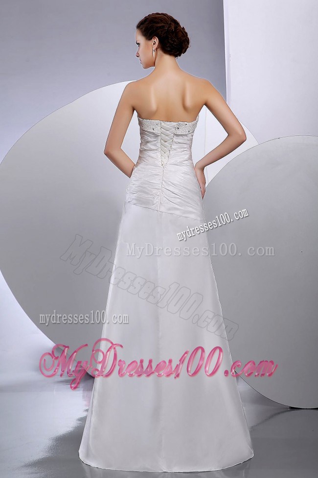 Jewelry and Ruching Decorated Column Bridal Gown For All Beauties