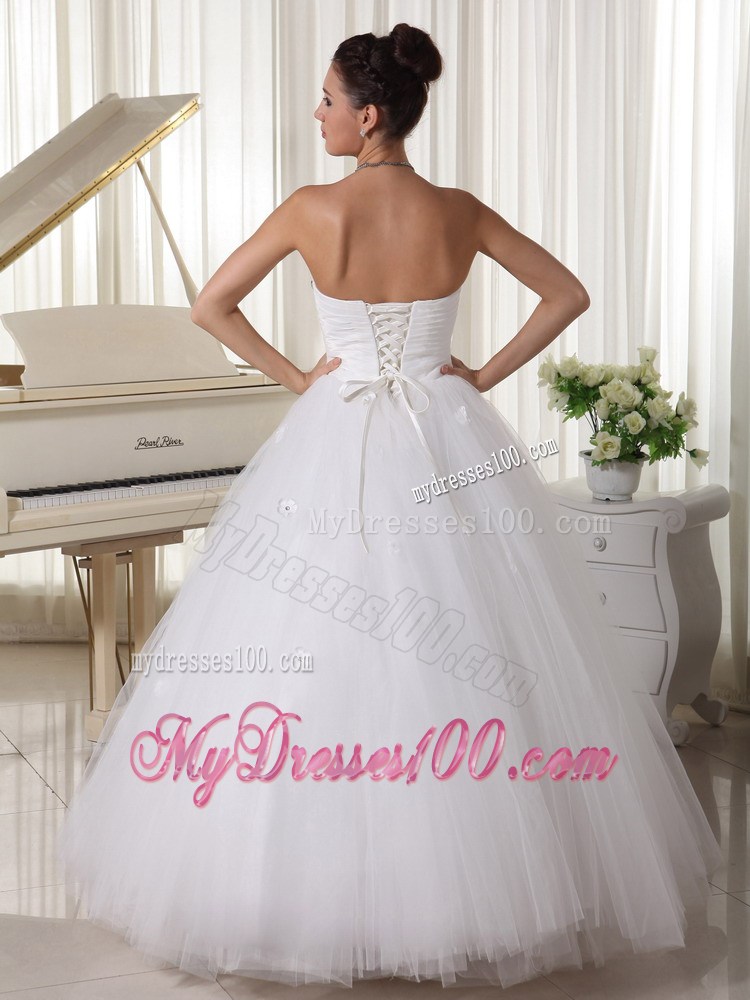 Cute Ruching and Beaded Small Flowers Decorated Tulle Dresses for Brides