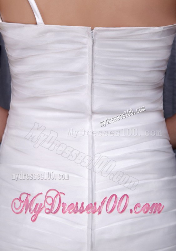 Beautiful One Shoulder Ruche White Wedding Gown with Ruffle Layers