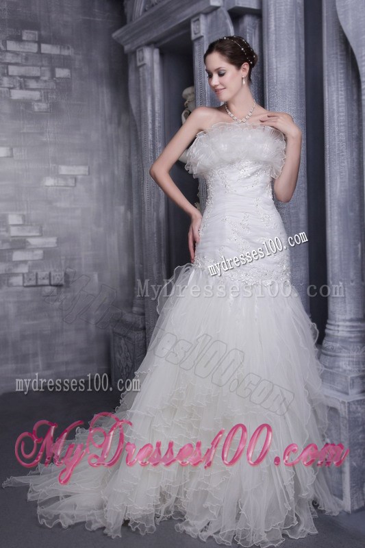 Modernistic Zipper Up White Wedding Gown Mermaid Organza Ruffles