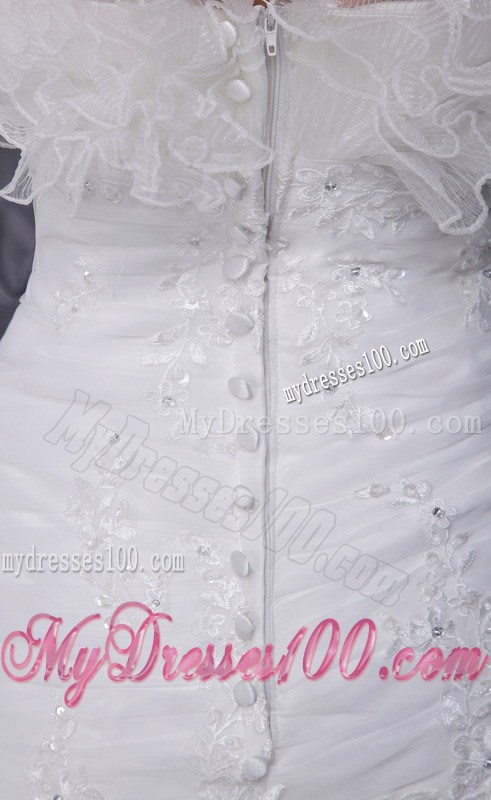 Modernistic Zipper Up White Wedding Gown Mermaid Organza Ruffles