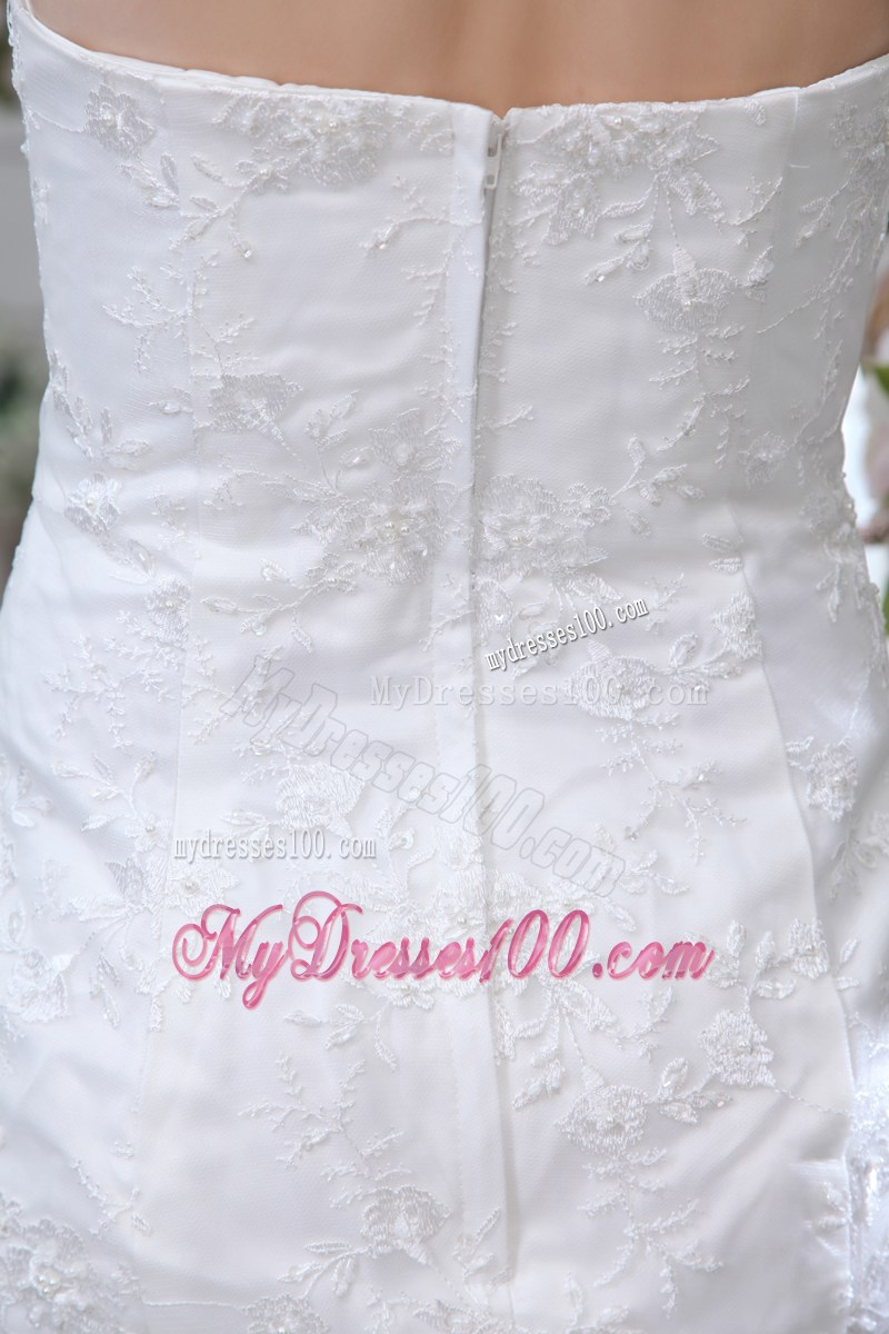 New Style Mermaid High-neck Lace White Wedding Gown Zipper Up Back