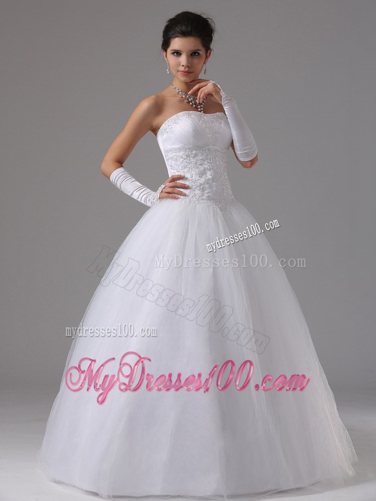 Lace-up Back Dress for Brides with Beaded and Appliqued Bodice For Lady
