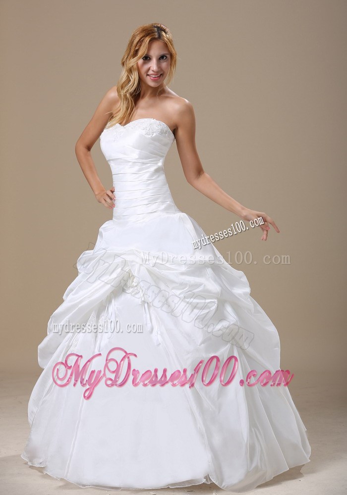 Pick-ups and Flower Accent Wedding Dresses of Floor-length 2013