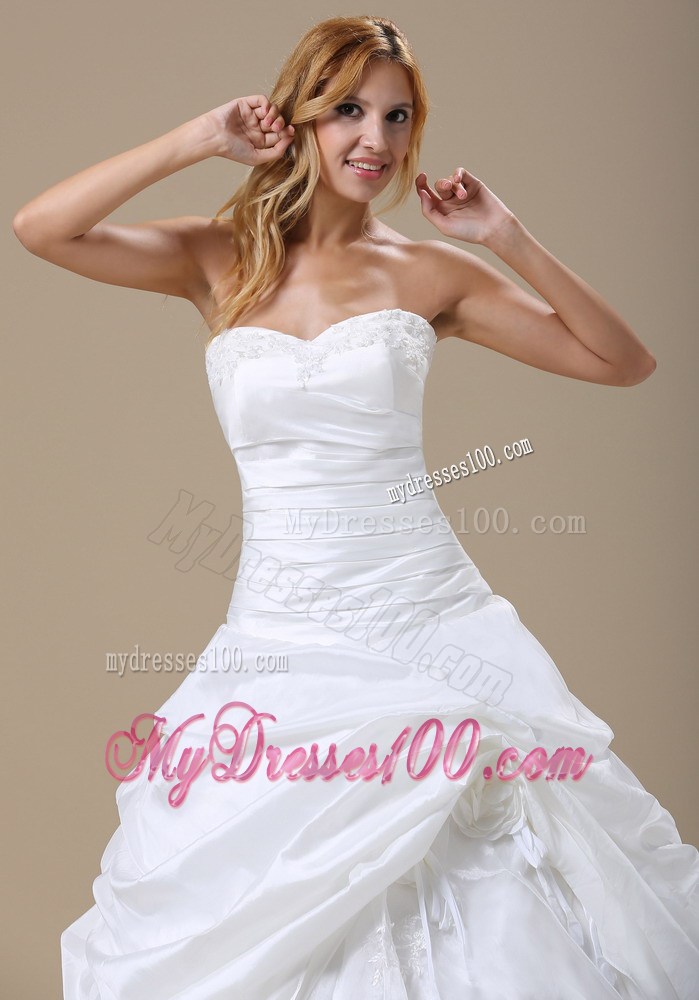 Pick-ups and Flower Accent Wedding Dresses of Floor-length 2013