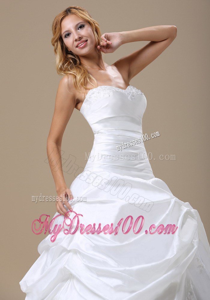 Pick-ups and Flower Accent Wedding Dresses of Floor-length 2013