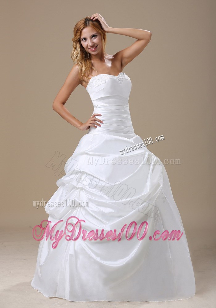 Pick-ups and Flower Accent Wedding Dresses of Floor-length 2013