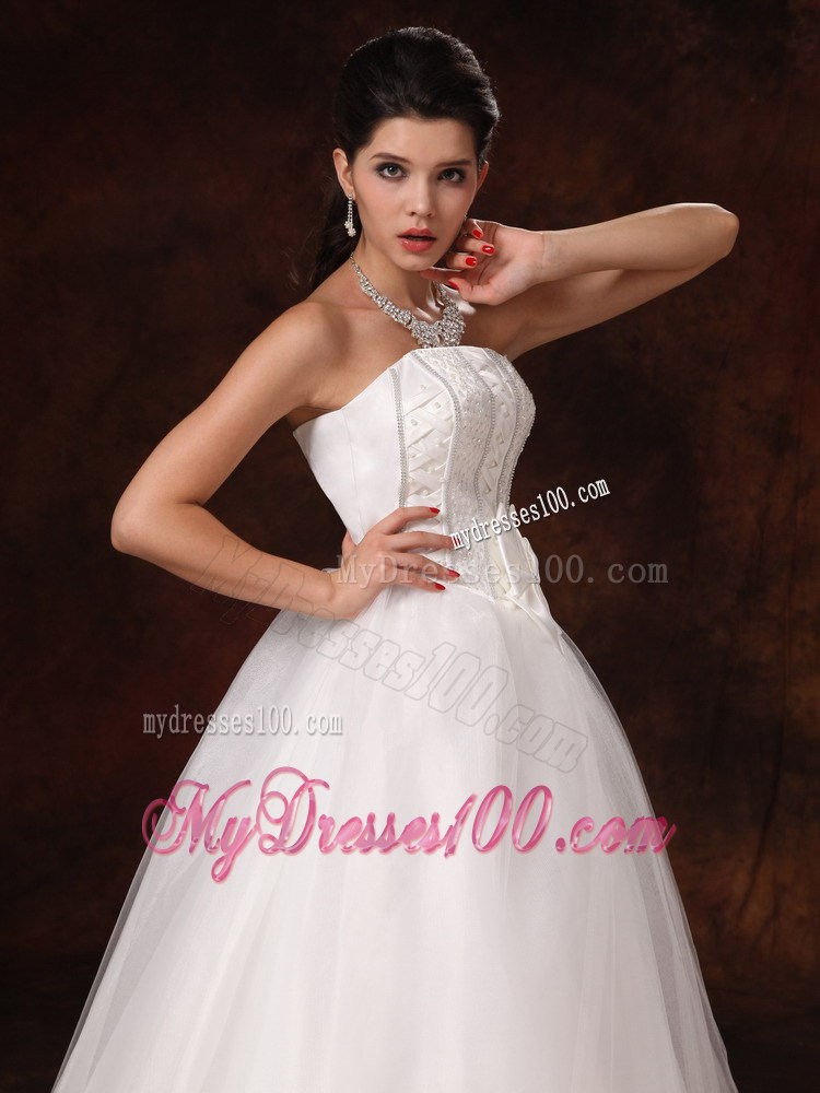 Diamonds and Bowknot Decorated Puffy Bridal Gown For Woman