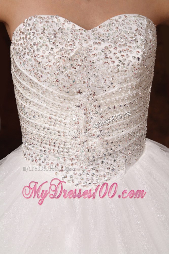 Shining Beadings and Ruching Decorated Bridal Gown with Lace-up Back