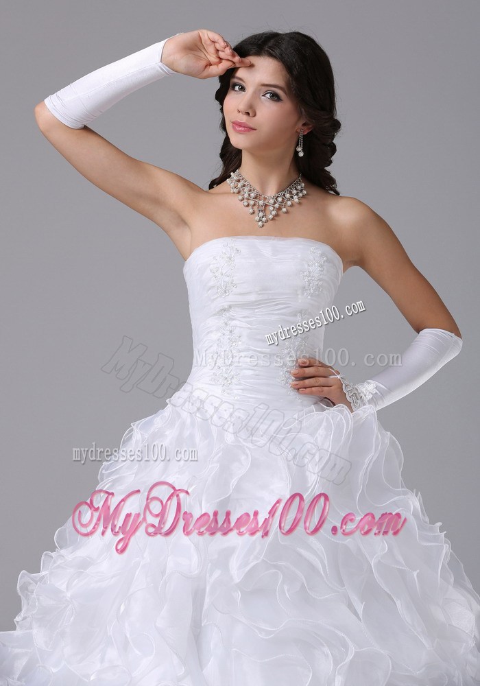 Ruches and Ruffles Accent Floor-length Lace-up Dress for Wedding