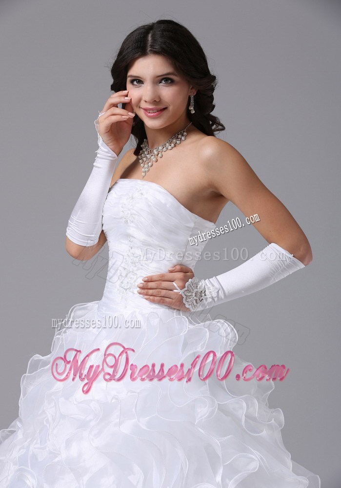 Ruches and Ruffles Accent Floor-length Lace-up Dress for Wedding