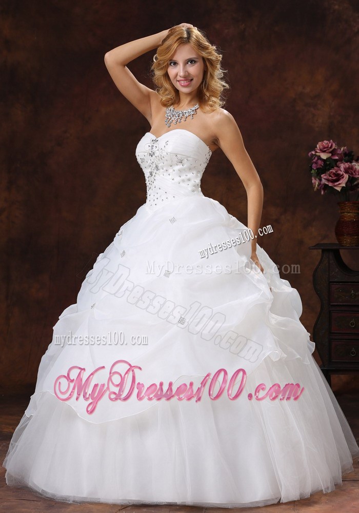 Pick-ups and Diamonds Decorated Lace-up back Bridal Dress for Woman