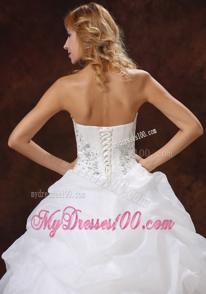 Pick-ups and Diamonds Decorated Lace-up back Bridal Dress for Woman