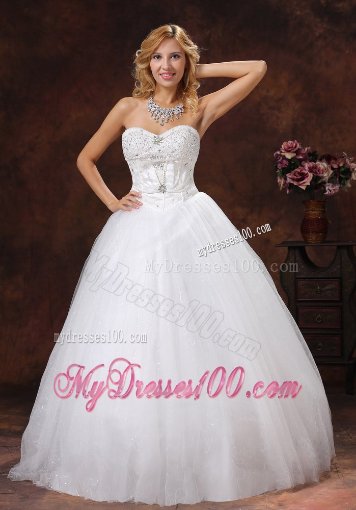 Shining Beadings Decorated Bodice Sweetheart Ball Gown Bridal Dress