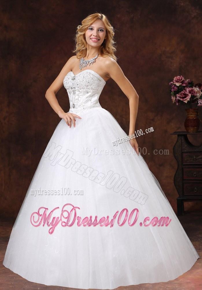 Shining Beadings Decorated Bodice Sweetheart Ball Gown Bridal Dress