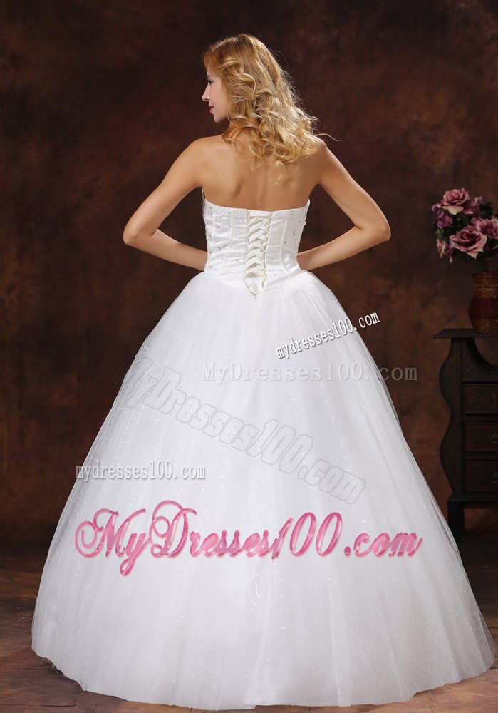 Shining Beadings Decorated Bodice Sweetheart Ball Gown Bridal Dress