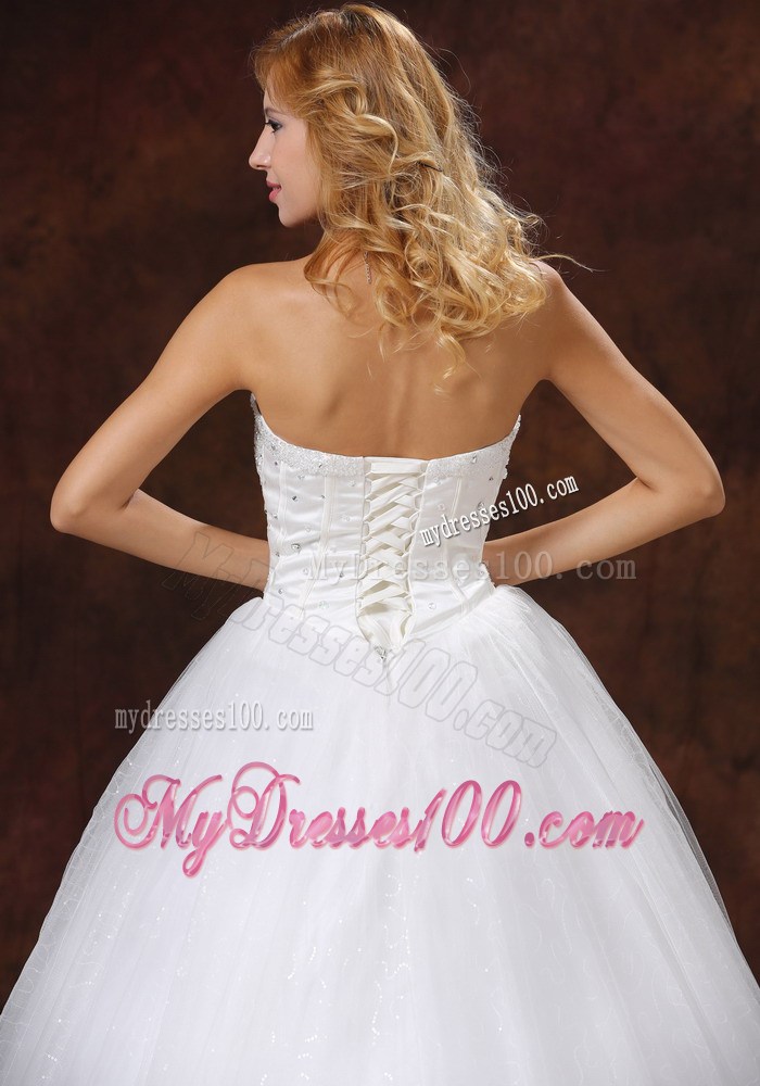 Shining Beadings Decorated Bodice Sweetheart Ball Gown Bridal Dress