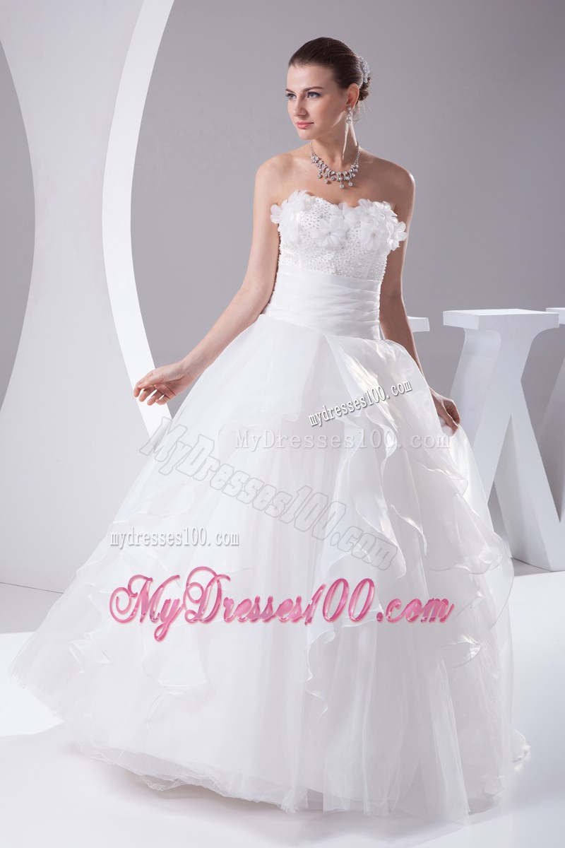 Small Flowers Ruching and Ruffles Decorated Dresses for Wedding in Fashion