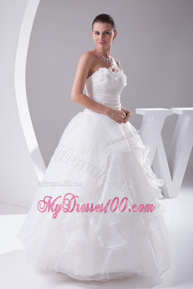 Small Flowers Ruching and Ruffles Decorated Dresses for Wedding in Fashion