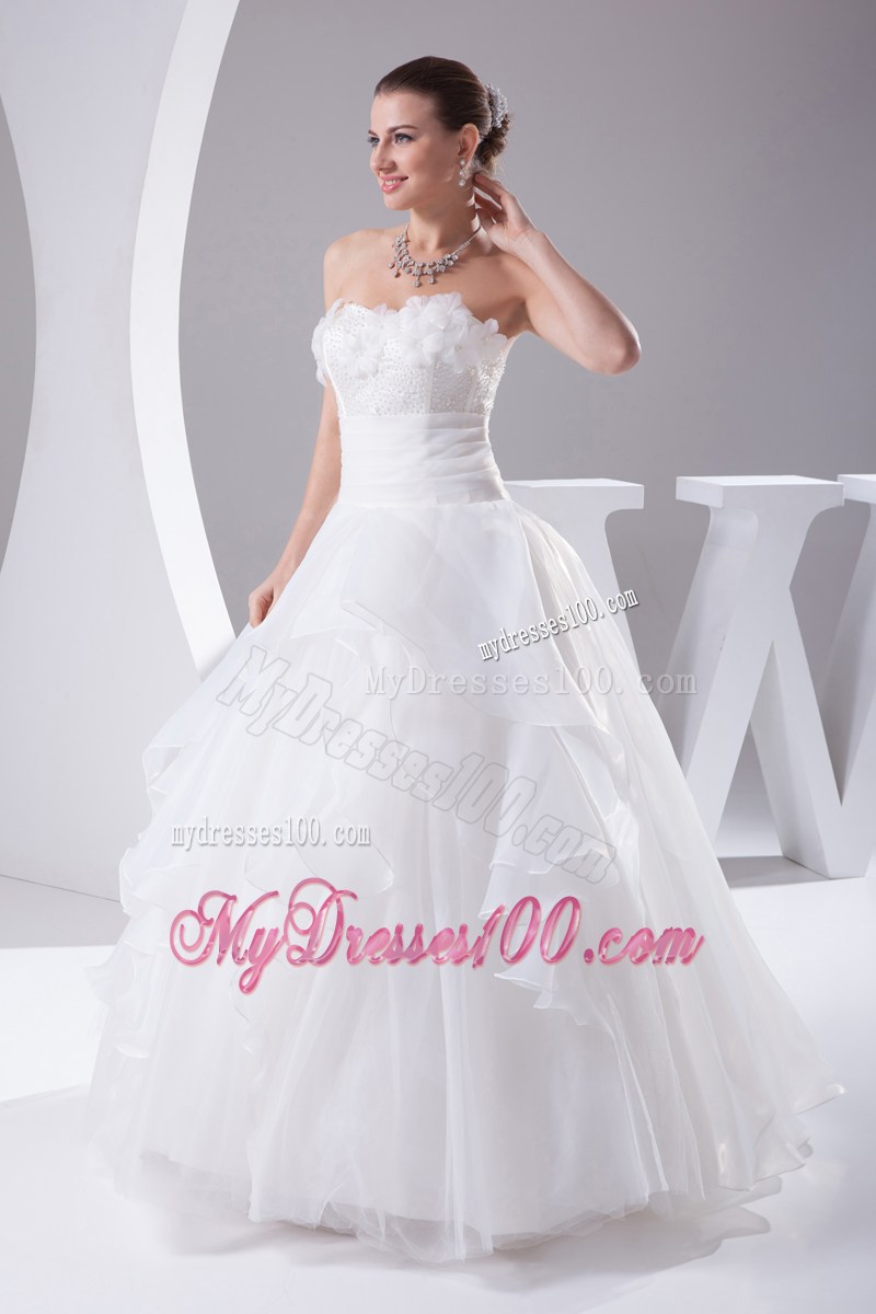 Small Flowers Ruching and Ruffles Decorated Dresses for Wedding in Fashion