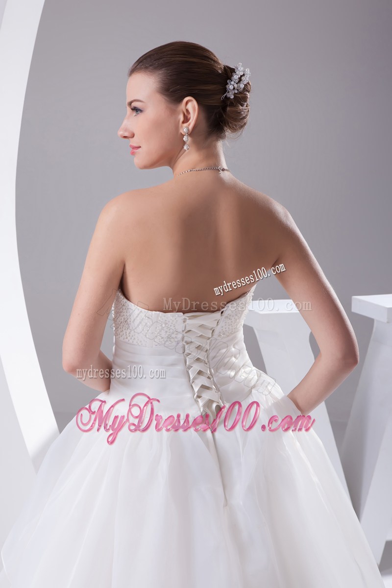 Small Flowers Ruching and Ruffles Decorated Dresses for Wedding in Fashion