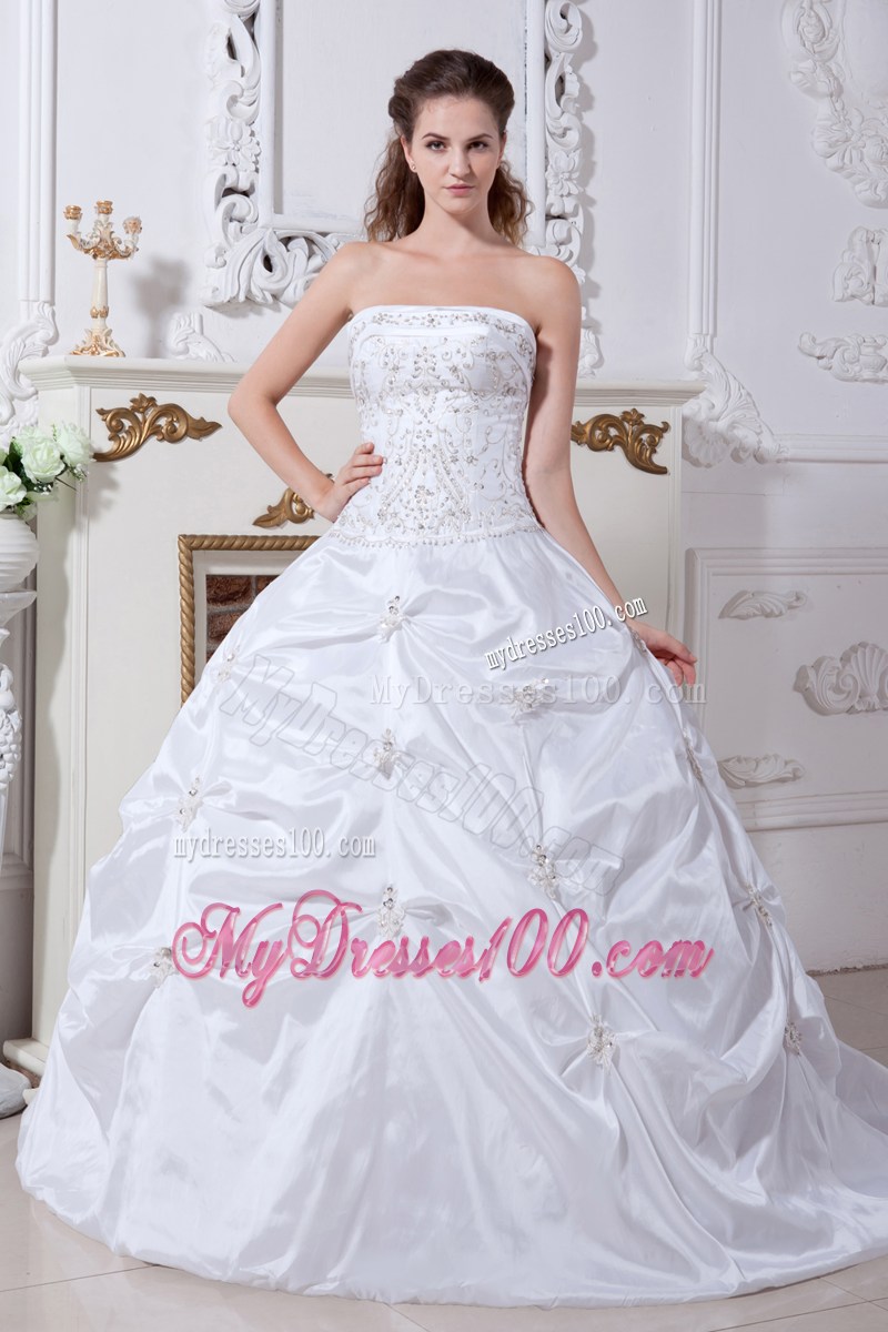 Beaded Embroidery Accent Bust Court Train Dresses for the Bride