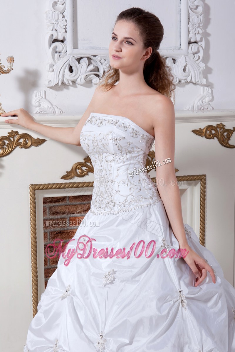 Beaded Embroidery Accent Bust Court Train Dresses for the Bride